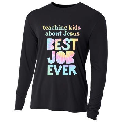 Retro Teaching About Jesus is the Best Job Ever Tie Dye Cooling Performance Long Sleeve Crew
