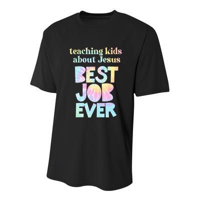 Retro Teaching About Jesus is the Best Job Ever Tie Dye Youth Performance Sprint T-Shirt