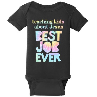 Retro Teaching About Jesus is the Best Job Ever Tie Dye Baby Bodysuit