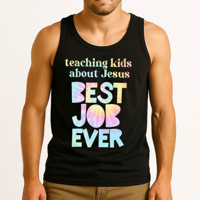 Retro Teaching About Jesus is the Best Job Ever Tie Dye Tank Top
