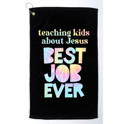 Retro Teaching About Jesus is the Best Job Ever Tie Dye Golf Towel