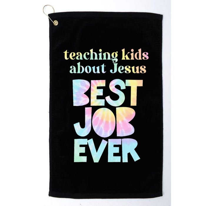 Retro Teaching About Jesus is the Best Job Ever Tie Dye Golf Towel