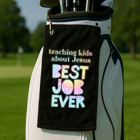 Retro Teaching About Jesus is the Best Job Ever Tie Dye Golf Towel