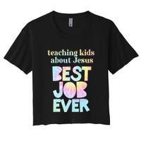 Retro Teaching About Jesus is the Best Job Ever Tie Dye Crop Top