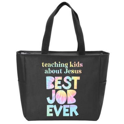 Retro Teaching About Jesus is the Best Job Ever Tie Dye Zip Tote Bag