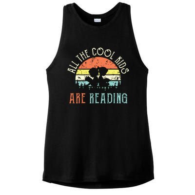 Reading Teacher All The Cool Are Reading Book Vintage Ladies PosiCharge Tri-Blend Wicking Tank