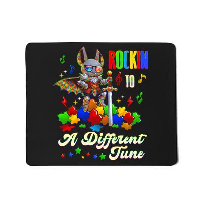 Rockin' To A Different Tune Autism Warrior Bat Puzzle Gift Mousepad