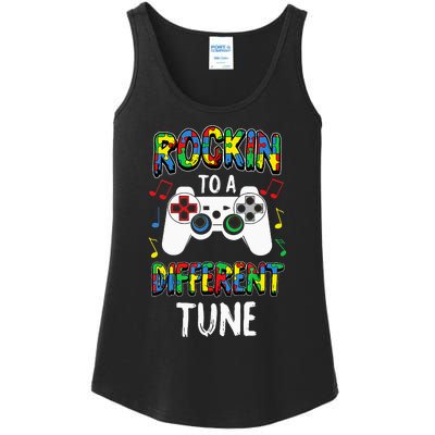 Rocking To A Different Tune Autism Awareness Gamer Ladies Essential Tank