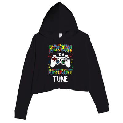 Rocking To A Different Tune Autism Awareness Gamer Crop Fleece Hoodie