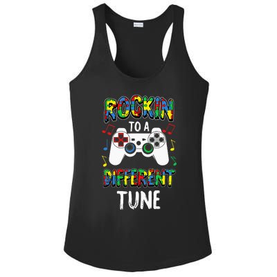 Rocking To A Different Tune Autism Awareness Gamer Ladies PosiCharge Competitor Racerback Tank