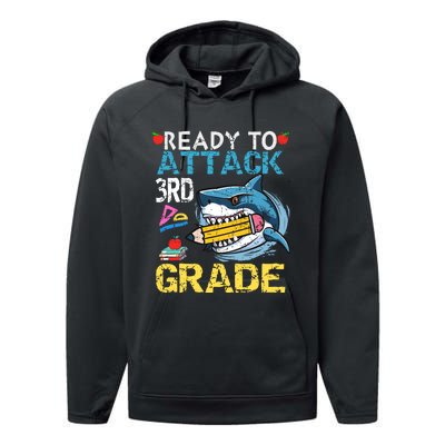 Ready To Attack 3rd Grade Funny Shark 3rd First Day School Performance Fleece Hoodie