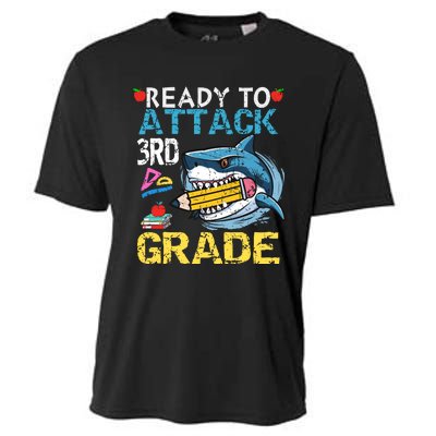 Ready To Attack 3rd Grade Funny Shark 3rd First Day School Cooling Performance Crew T-Shirt