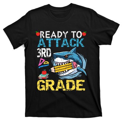 Ready To Attack 3rd Grade Funny Shark 3rd First Day School T-Shirt