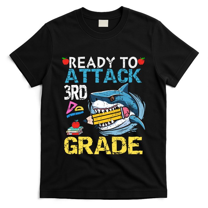 Ready To Attack 3rd Grade Funny Shark 3rd First Day School T-Shirt