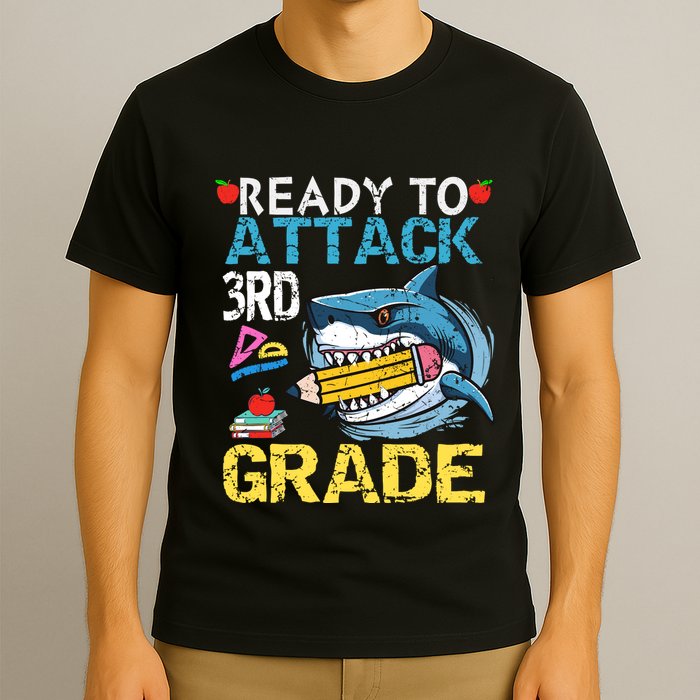 Ready To Attack 3rd Grade Funny Shark 3rd First Day School T-Shirt