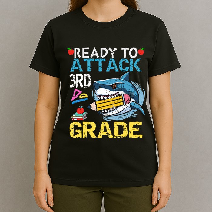 Ready To Attack 3rd Grade Funny Shark 3rd First Day School T-Shirt