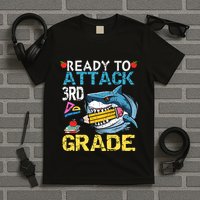 Ready To Attack 3rd Grade Funny Shark 3rd First Day School T-Shirt