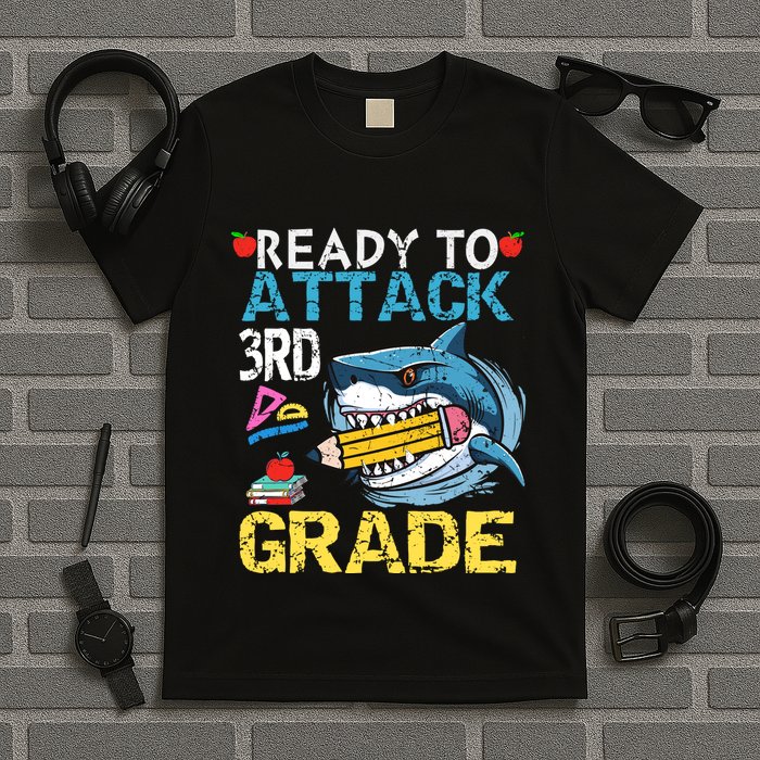 Ready To Attack 3rd Grade Funny Shark 3rd First Day School T-Shirt