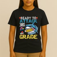 Ready To Attack 3rd Grade Funny Shark 3rd First Day School T-Shirt