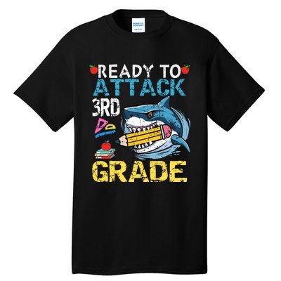 Ready To Attack 3rd Grade Funny Shark 3rd First Day School Tall T-Shirt