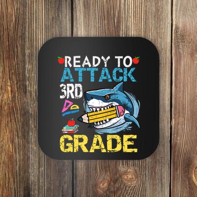 Ready To Attack 3rd Grade Funny Shark 3rd First Day School Coaster
