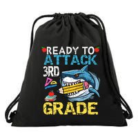 Ready To Attack 3rd Grade Funny Shark 3rd First Day School Drawstring Bag