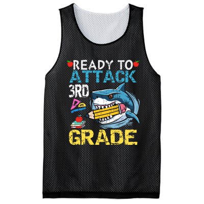 Ready To Attack 3rd Grade Funny Shark 3rd First Day School Mesh Reversible Basketball Jersey Tank