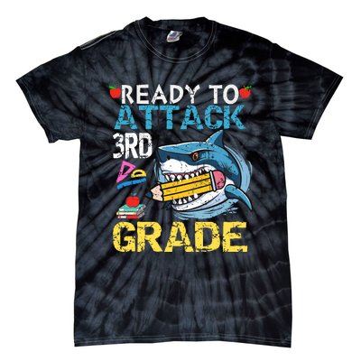 Ready To Attack 3rd Grade Funny Shark 3rd First Day School Tie-Dye T-Shirt