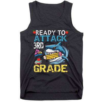 Ready To Attack 3rd Grade Funny Shark 3rd First Day School Tank Top