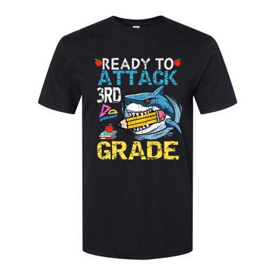 Ready To Attack 3rd Grade Funny Shark 3rd First Day School Softstyle® CVC T-Shirt