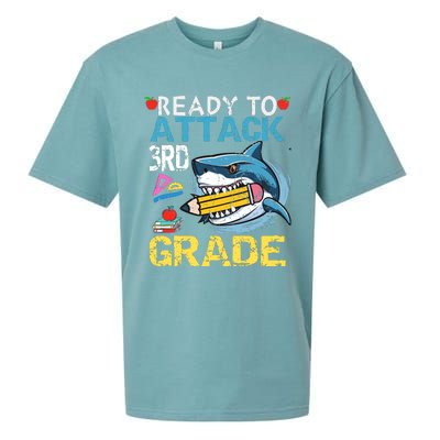 Ready To Attack 3rd Grade Funny Shark 3rd First Day School Sueded Cloud Jersey T-Shirt