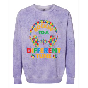 Rockin' To A Different Tune Autistic Awareness Colorblast Crewneck Sweatshirt