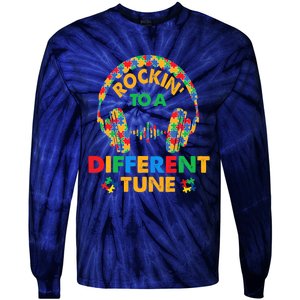 Rockin' To A Different Tune Autistic Awareness Tie-Dye Long Sleeve Shirt