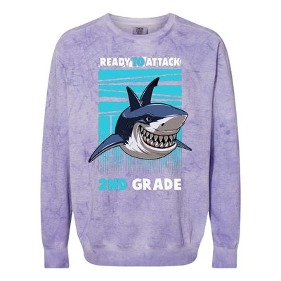 Ready To Attack 2nd Grade Shark Gifts Funny Colorblast Crewneck Sweatshirt