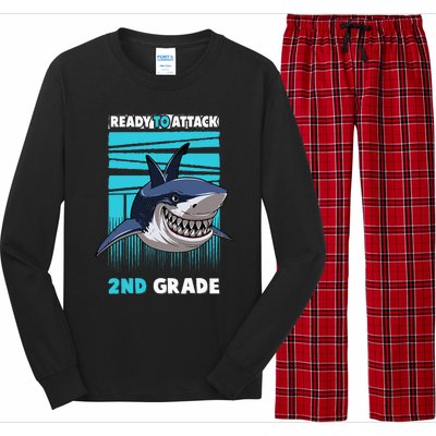 Ready To Attack 2nd Grade Shark Gifts Funny Long Sleeve Pajama Set