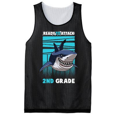 Ready To Attack 2nd Grade Shark Gifts Funny Mesh Reversible Basketball Jersey Tank