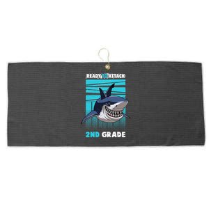 Ready To Attack 2nd Grade Shark Gifts Funny Large Microfiber Waffle Golf Towel