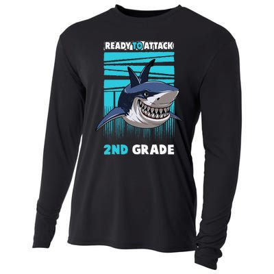 Ready To Attack 2nd Grade Shark Gifts Funny Cooling Performance Long Sleeve Crew