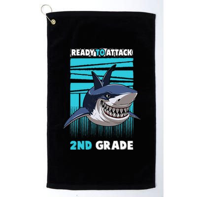 Ready To Attack 2nd Grade Shark Gifts Funny Platinum Collection Golf Towel