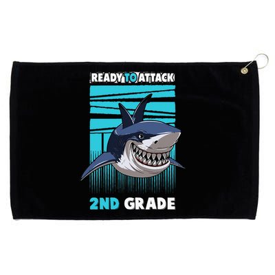 Ready To Attack 2nd Grade Shark Gifts Funny Grommeted Golf Towel