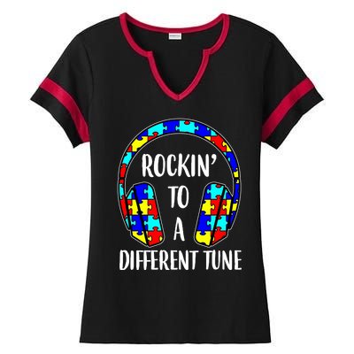 Rockin To A Different Tune Autism Awareness Ladies Halftime Notch Neck Tee