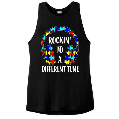 Rockin To A Different Tune Autism Awareness Ladies PosiCharge Tri-Blend Wicking Tank