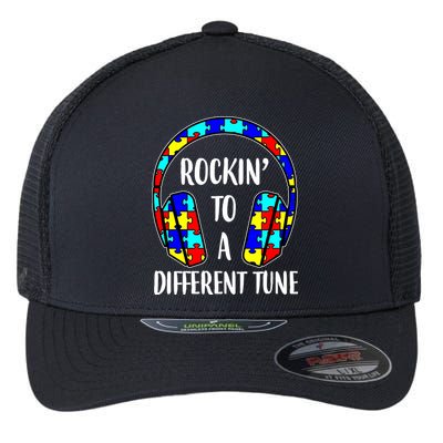 Rockin To A Different Tune Autism Awareness Flexfit Unipanel Trucker Cap