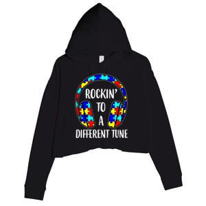 Rockin To A Different Tune Autism Awareness Crop Fleece Hoodie