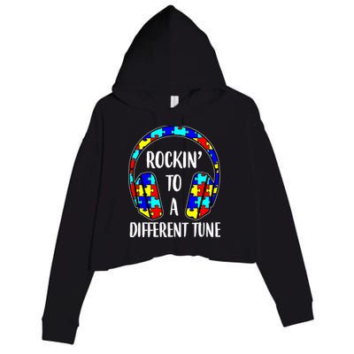 Rockin To A Different Tune Autism Awareness Crop Fleece Hoodie