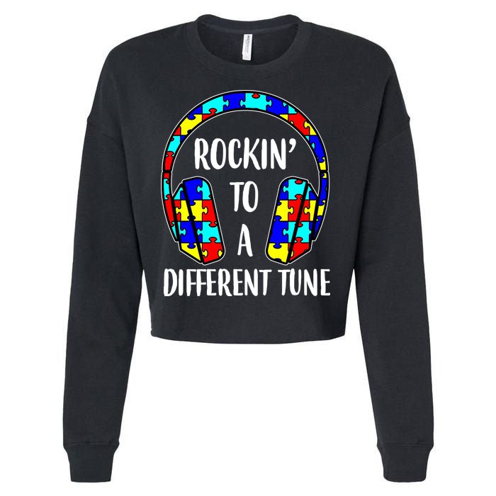 Rockin To A Different Tune Autism Awareness Cropped Pullover Crew