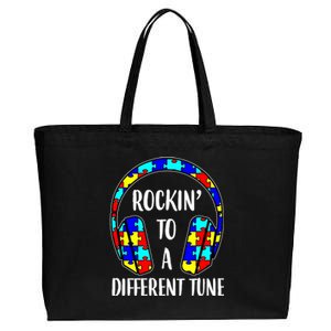 Rockin To A Different Tune Autism Awareness Cotton Canvas Jumbo Tote