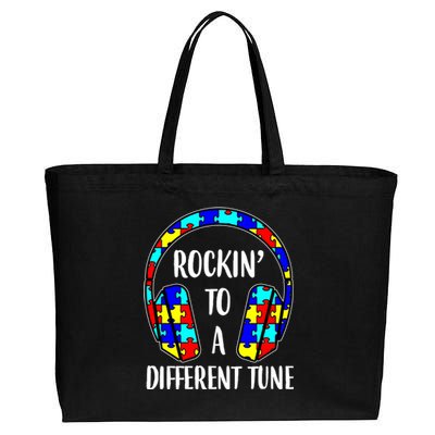 Rockin To A Different Tune Autism Awareness Cotton Canvas Jumbo Tote