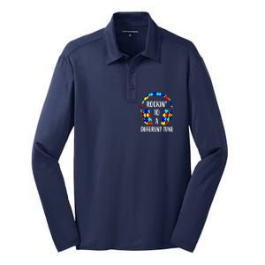 Rockin To A Different Tune Autism Awareness Silk Touch Performance Long Sleeve Polo