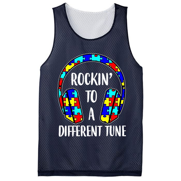 Rockin To A Different Tune Autism Awareness Mesh Reversible Basketball Jersey Tank